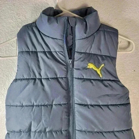 Puma Vest Grey Blue Puffer Vest Full Zip Youth Sm 7/8 - Picture 3 of 8